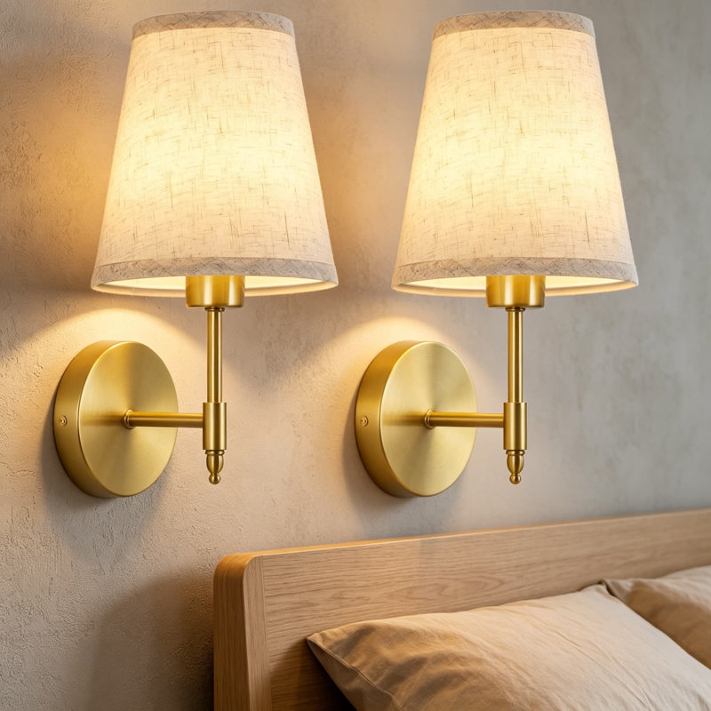 Ensemble de deux appliques murales en laiton à piles avec télécommande, lampe murale sans fil rechargeable pour le salon de la chambre à coucher, intensité variable RVB 15 couleurs