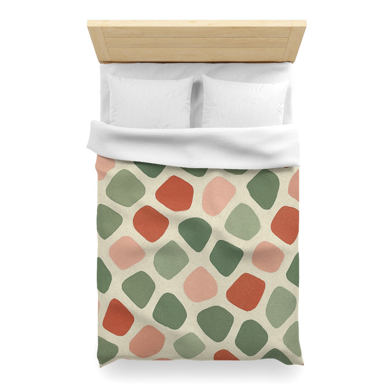 Microfiber Duvet Cover Boho Style, Design 45, White, Twin XL Duvet Cover