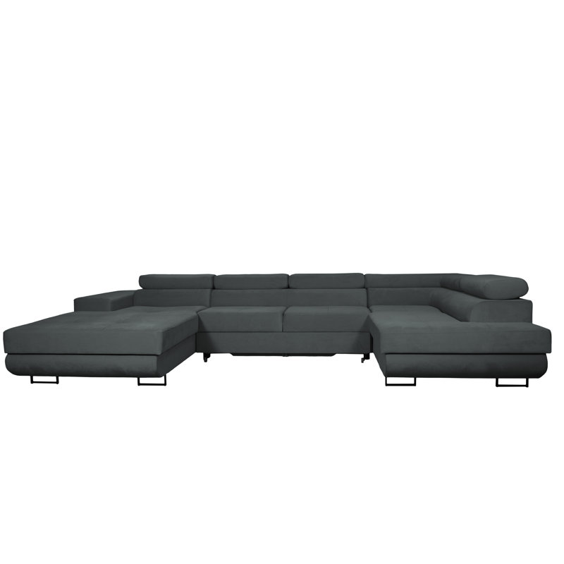 Anoceto 6 Seater Sofa Bed, Dark Grey, Left Hand Facing
