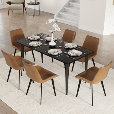 Ensemble de table de salle à manger 6 pièces 6 pièces avec chaises d'appoint en similicuir et ensemble de salle à manger 7 pièces