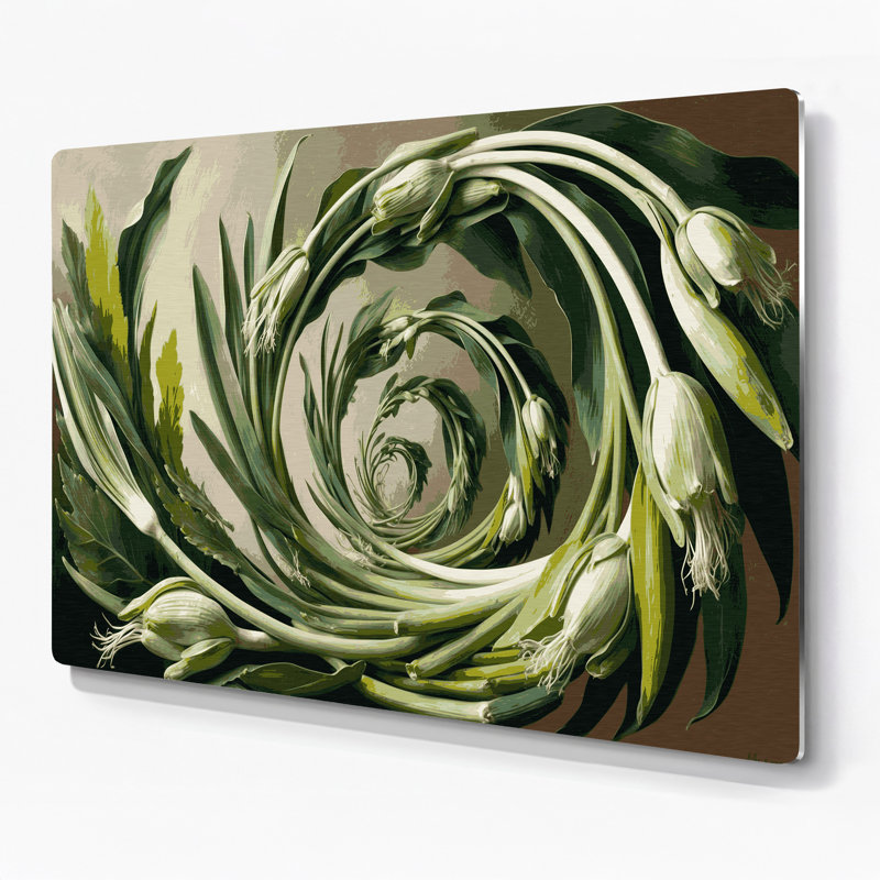 Légumes, poireaux sauvages, art mural en métal brun, H 11 po x l 14 po