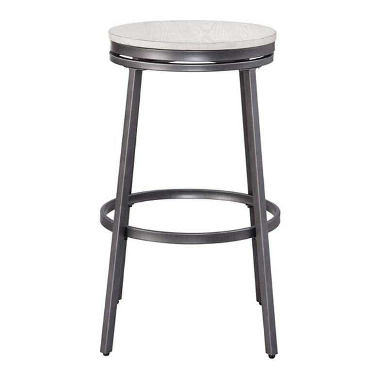 Deanna Backless Metal Swivel Stool, Bar Stool (30" Seat Height), Whitewashed