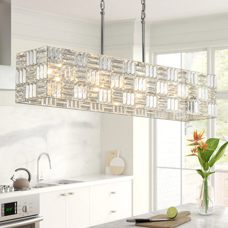 Lustre rectangulaire en cristal 8 lumières