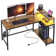 Nedyo 52'' W L-Shaped Computer Desk with Power Outlet, LED Gaming Work Desk with Shelves