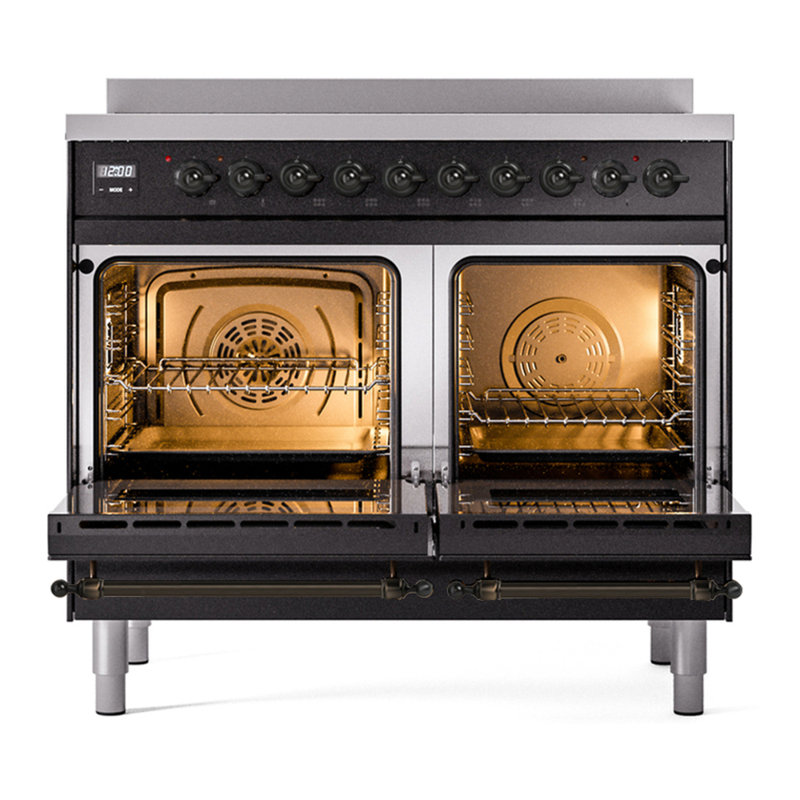 ILVE Nostalgie II 40 in Induction Range, Glossy Black/Bronze
