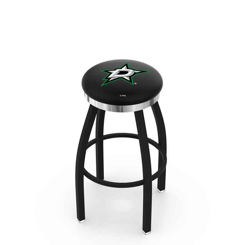NHL 30" Swivel Bar Stool with Cushion, Dallas Stars, Ride noire, Chrome