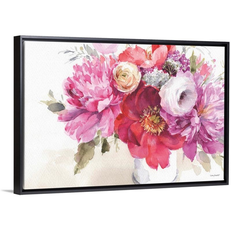 Visiblement rose 01 paysage par Lisa Audit - reproduction d'art, Toile avec cadre noir, H 14 po x l 20 po x P 1,75 po