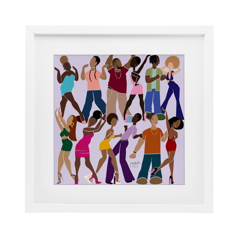Peace Peace & Dancing, reproduction encadrée sous verre, conception de Sierra Siler, H 16 po x l 16 po, Cadre blanc côtier