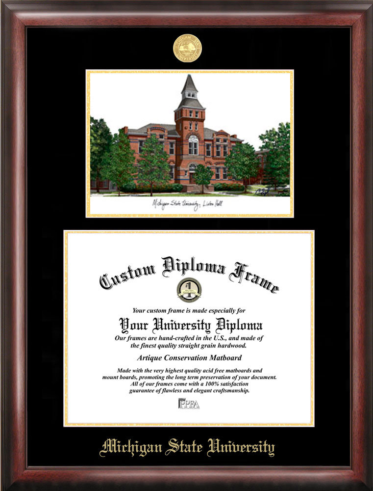 Campus Images NCAA Michigan State Spartans Gold Embossed Diploma with ...