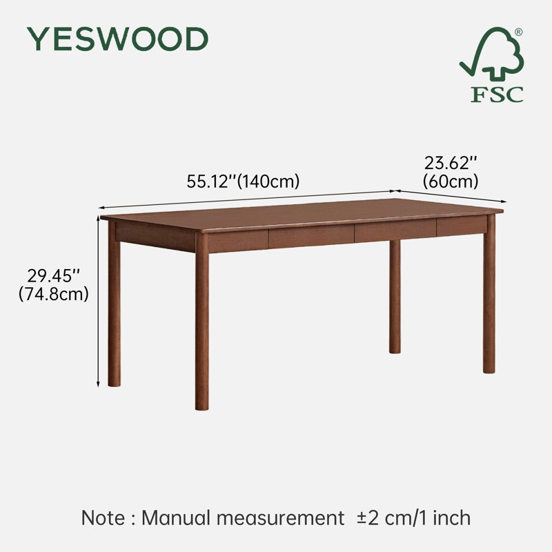Bureau en bois massif avec tiroir, L 55 po