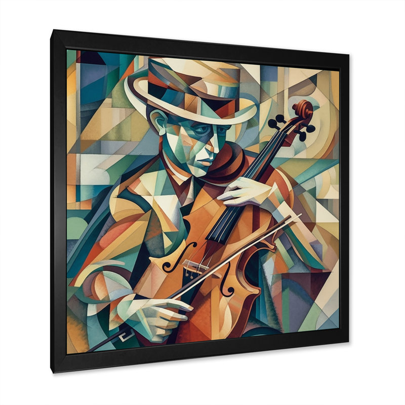 " The Modern Violinist I ", Black Picture Framed, 36" H x 36" W x 1.5" D