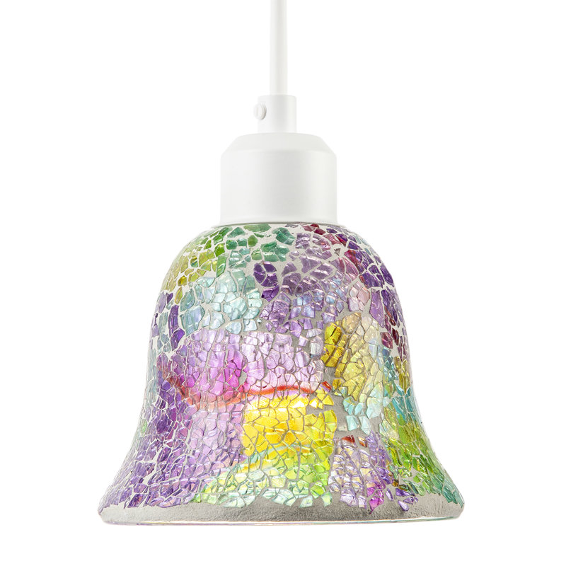 Multi-Colour Iridescent Crackle Mosaic Bell Pendant Lighting Shade By 