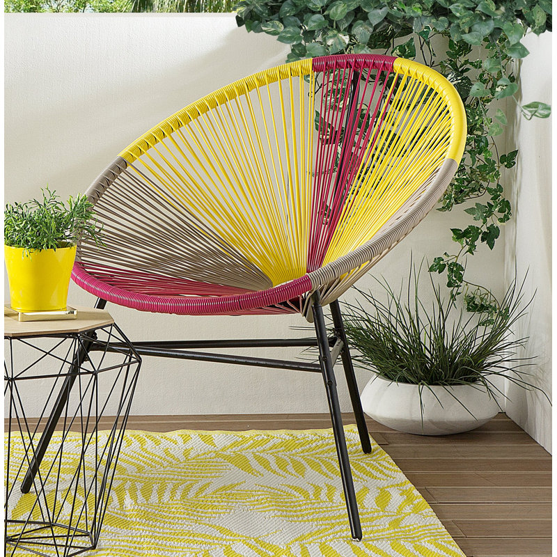 Broseley Outdoor Lounge Chair, Black/Yellow/Pink