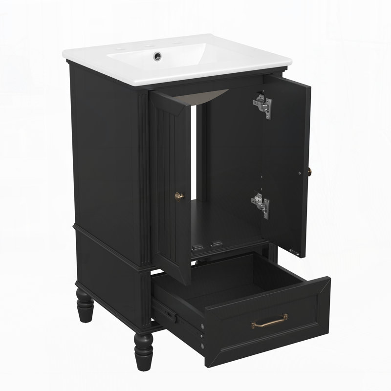 20" Bathroom Vanity With Sink, Black