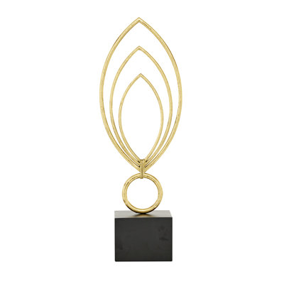 Cosmoliving By Cosmopolitan Gold Metal Contemporary Abstract Sculpture, 24 X 8 X 4