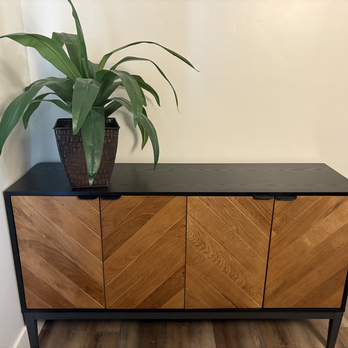 Whetsel Modern 55" W Sideboard with 4 Swinging Door and Adjustable Shelves - Black