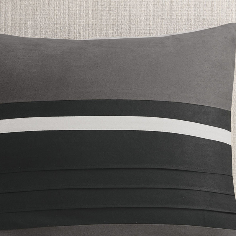 King 7 Pc Comforter - Black Faux Suede With Elegant Pillowcases For Soft, King Comforter + 6 Additional Pieces, Black