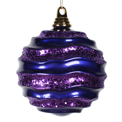 Stripe Candy Glitter Wave Ball Christmas Ornament