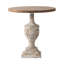 Table d'appoint ronde blanche et grise antique avec plateau en bois de sapin et détails en médaillon