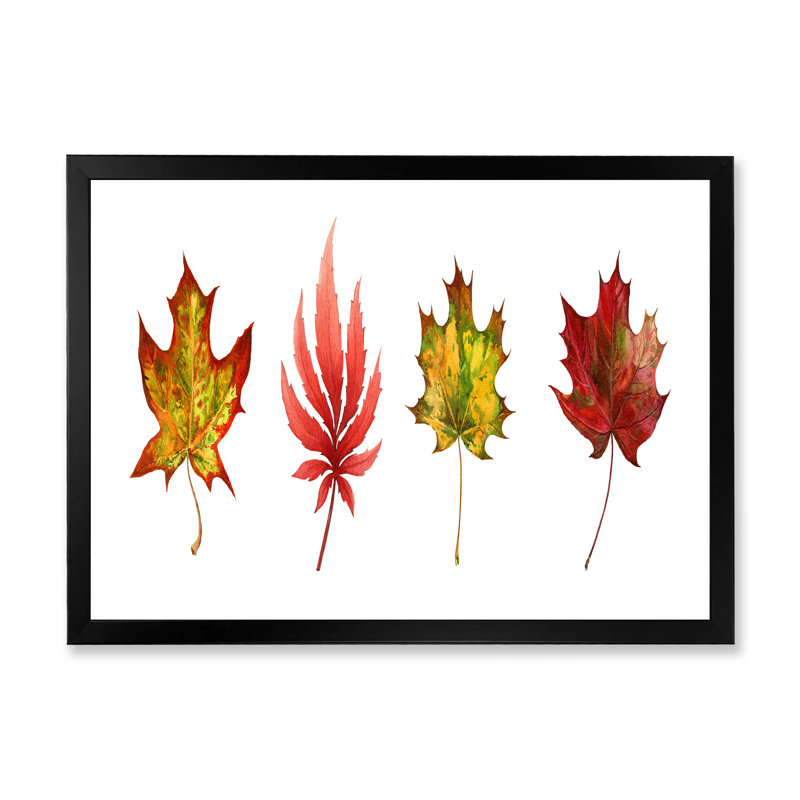 Feuille d'érable rouge I - reproduction sur toile, H 30 po x l 40 po, Toile avec cadre de coin noir fermé
