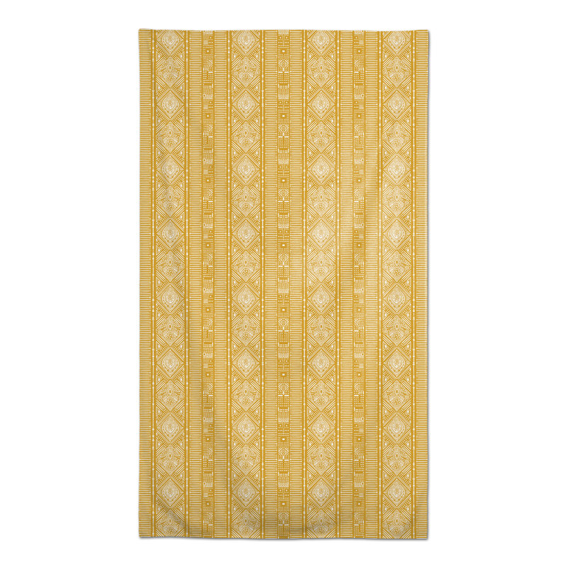 Rectangular Geometric Polyester Tablecloth, Yellow