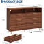 Commode 6 tiroirs pour la chambre à coucher, commodes de 47,2 po de largeur avec lumières DEL et station de charge, conception à profil courbé, tiroirs en bois cannelé avec poignée dorée, commode moderne pour le salon-243701204