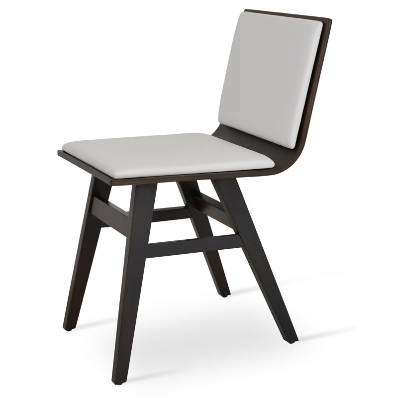 Chaise d'appoint en bois Paco, Laine argentée, Noyer