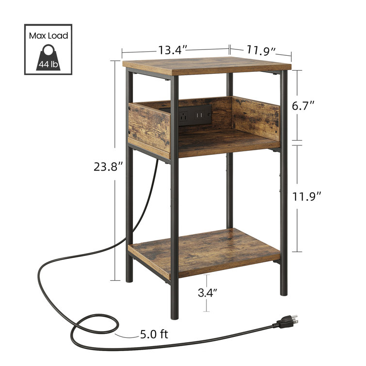 17 Stories End Table with Storage and Charging Station & Reviews