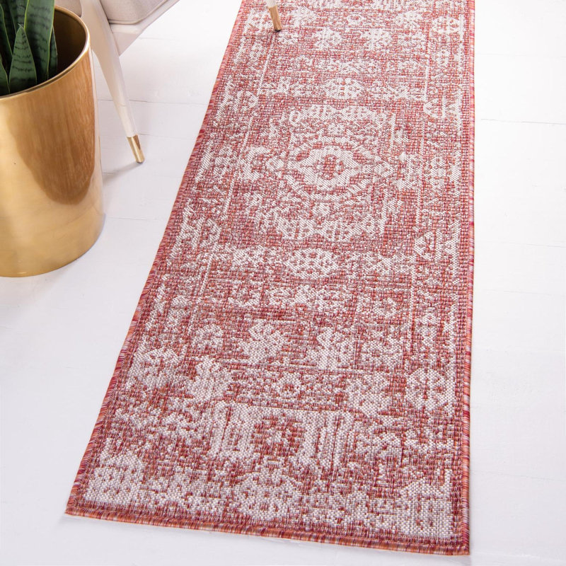 Cozine Oriental Red/Beige Indoor/Outdoor Area Rug, Runner 2' x 8'