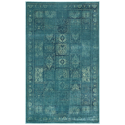 Tapis oriental turquoise / gris Evanoff