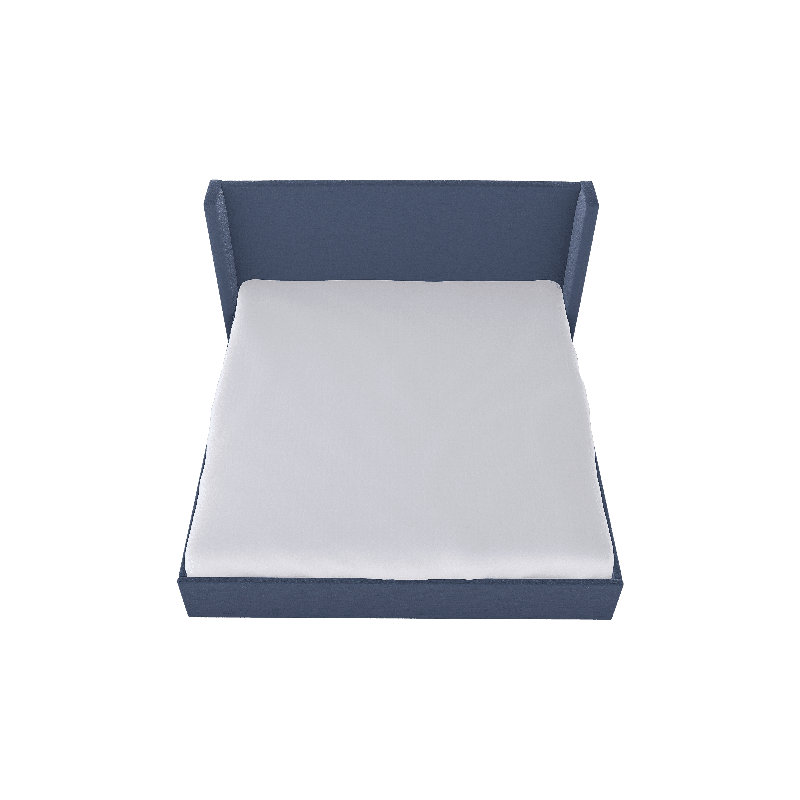 Chloe Upholstered Wingback Bed, Off The Press Indigo, Twin