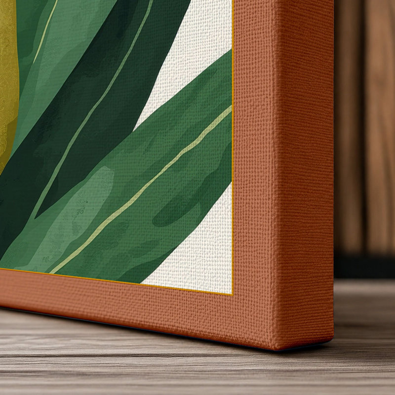 Leaf Study Botanical - Wrapped Canvas, 36x24 - 91.4 x 61.0 cm, Terracotta Border