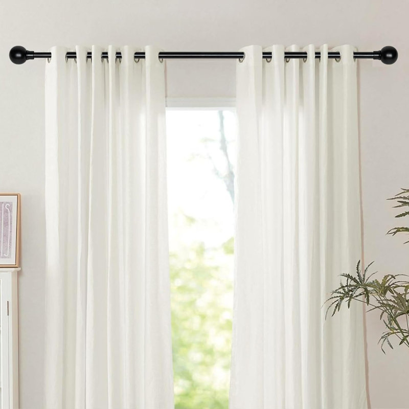 Tringle à rideaux réglable pour fenêtre Deco 44 à 120 pouces (paquet de 1) Tringle à rideaux extensible en fer robuste de 1 pouce avec embouts sphériques muraux à porte française (noir)