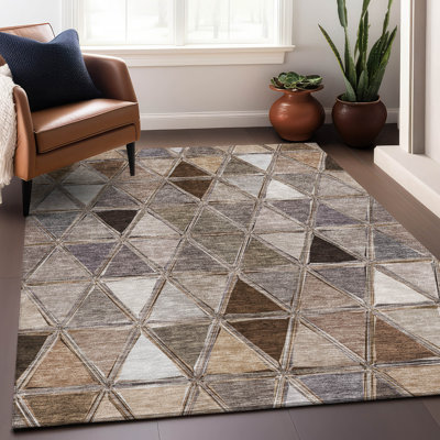 Tapis brun Prisco lavable à la machine de qualité supérieure
