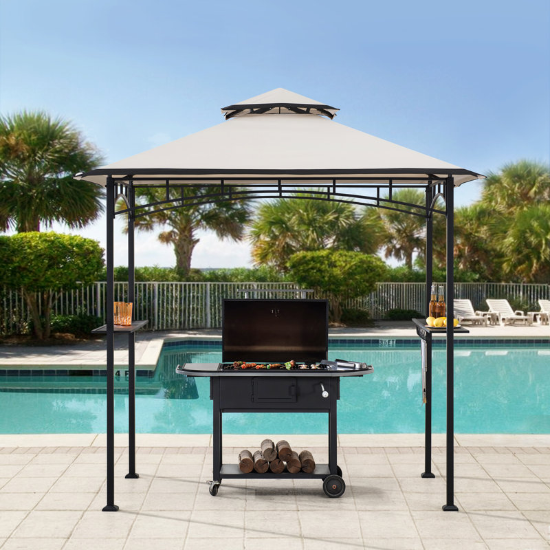 Steel barbecue Gazebo LINAS - 152cm x 244cm, beige Adaora, Beige