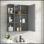 Armoire de rangement de salle de bain avec miroir, armoire à pharmacie avec tablette en bois réglable et portes, armoires de rangement montées avec 6 tablettes ouvertes, gris-777844001