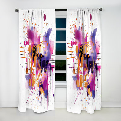 Betony Purple Gold Whispered Abstractions II - Abstract Curtain - Velvet Room Darkening - 1 panel