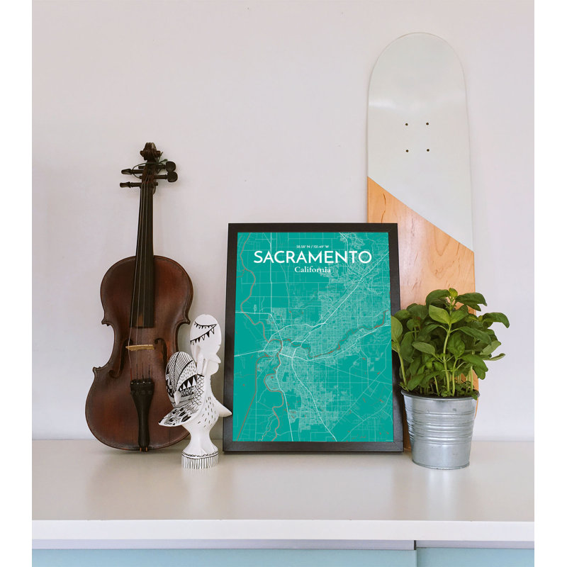 Sacramento City Map 1 Piece Wall Art, 61cm H x 45.7cm W x 0.1cm D