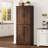 Tall Kitchen Storage Cabinet with 4 Doors – Modern Wooden Sideboard with Adjustable Shelves – Vertical Floor Cupboard for Living Room, Dining Room, Bathroom, Laundry – Wood Grain Finish, Anti-Tip Kit-577140161