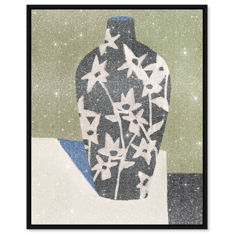 Noir Vase Canvas Abstract Print by Oliver Gal, Black Frame, 16 x 20, 37"H x 31"W, Black Floater Frame
