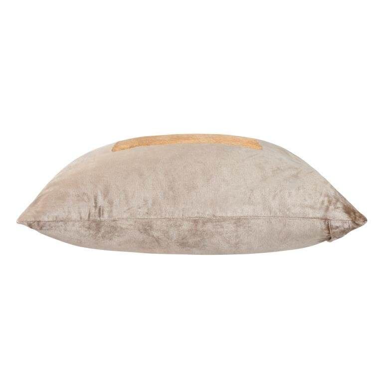 Verona Square Velvet Pillow Cover & Insert, Stone/Gold