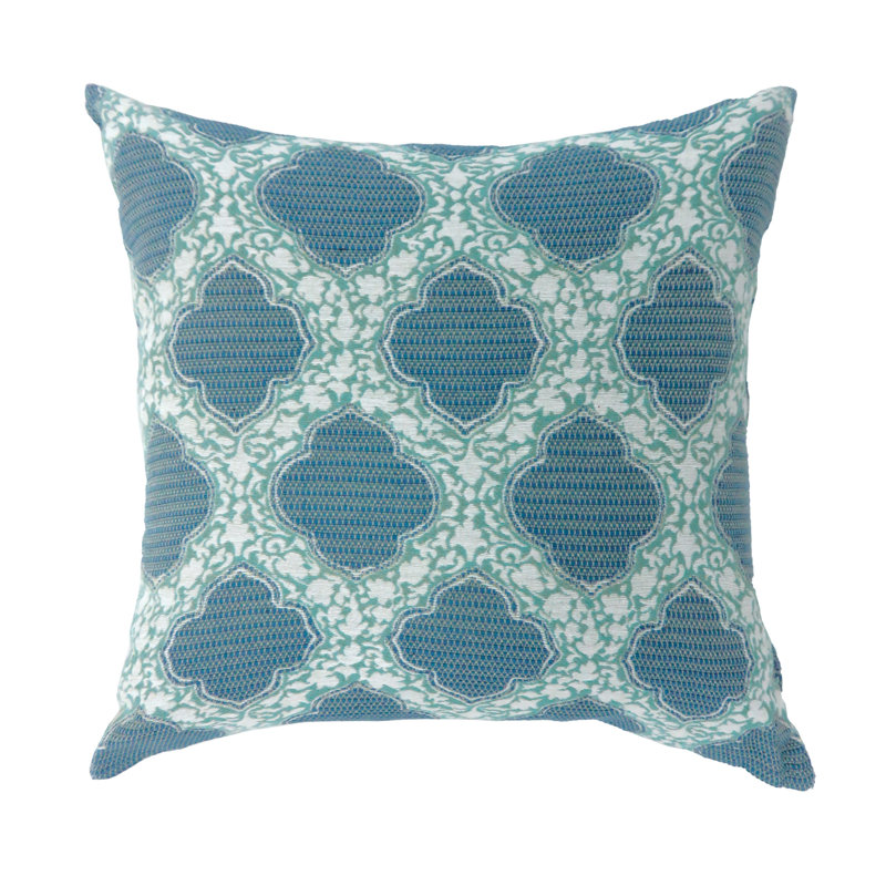 Coussin décoratif géométrique Ivanhoe, Bleu, H 20 po x l 22 po