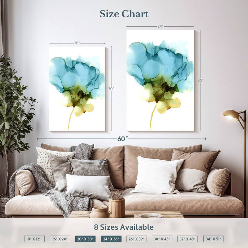 Avery Blooming Cyan II, 36" H x 24" W