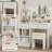 Vanity Table With Mirror And 3 Color Lighting Brightness Adjustable