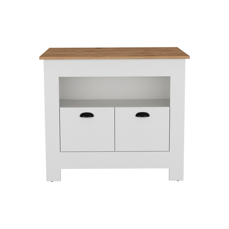 Armoire à deux portes et tablette pour îlot de cuisine, Blanc