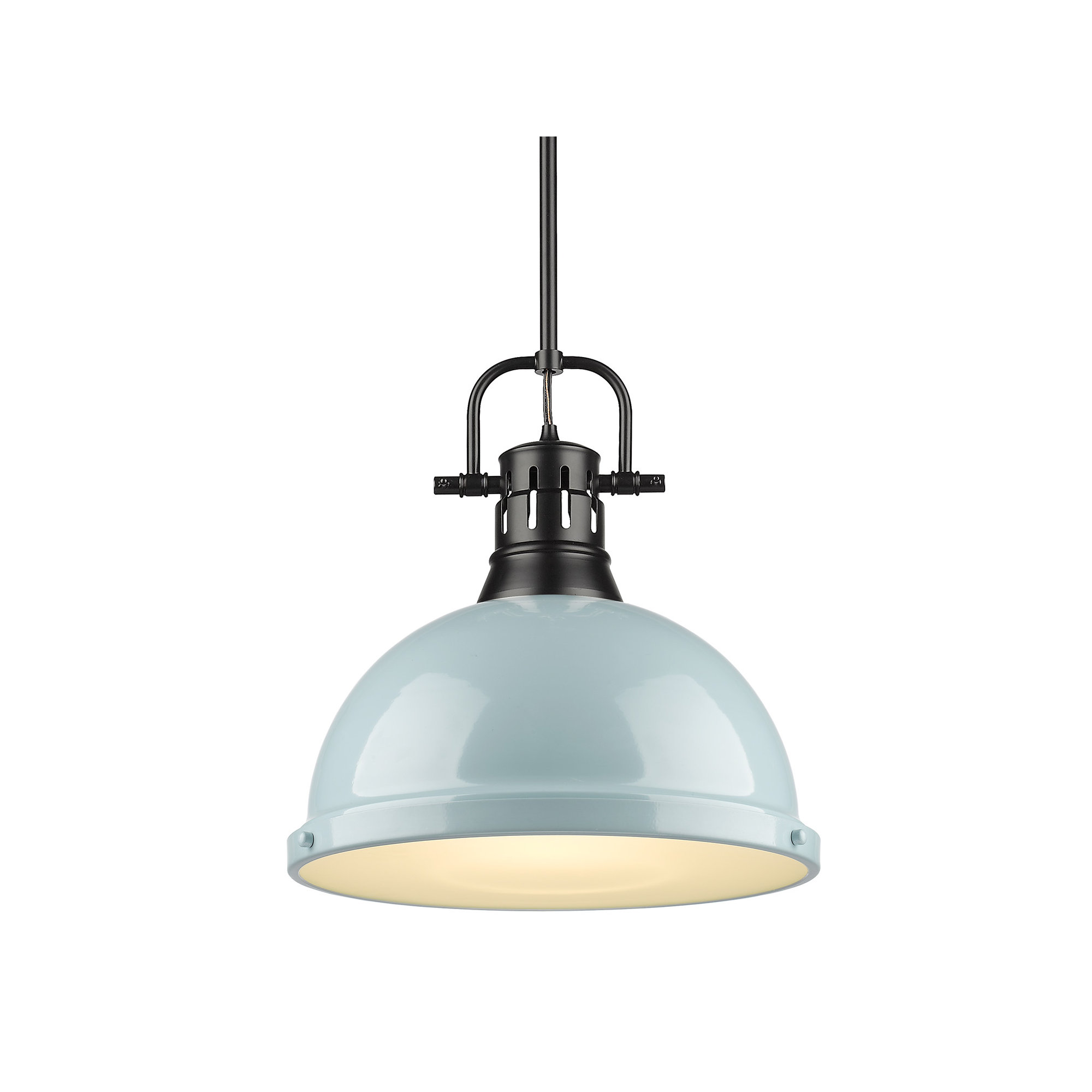 Calico Single Light Steel Dimmable Pendant, Seafoam, Matte Black
