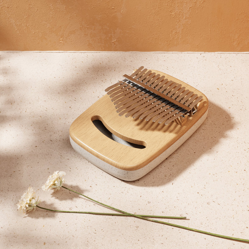 White and Natural Beechwood Kalimba Thumb Piano