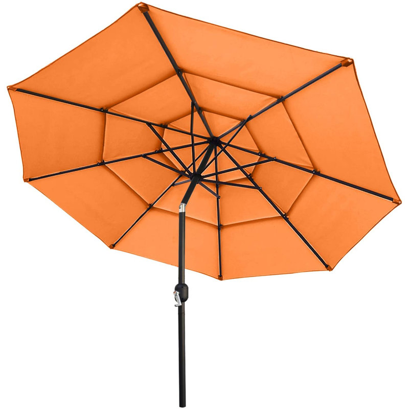 Parasol de marché éclairé Caerphilly, Orange, 129.9" W x 129.9" D