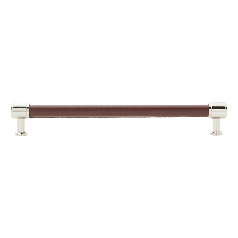 Poignée de meuble surdimensionnée en cuir 8 13/16 po Lazzara, Polished Nickel