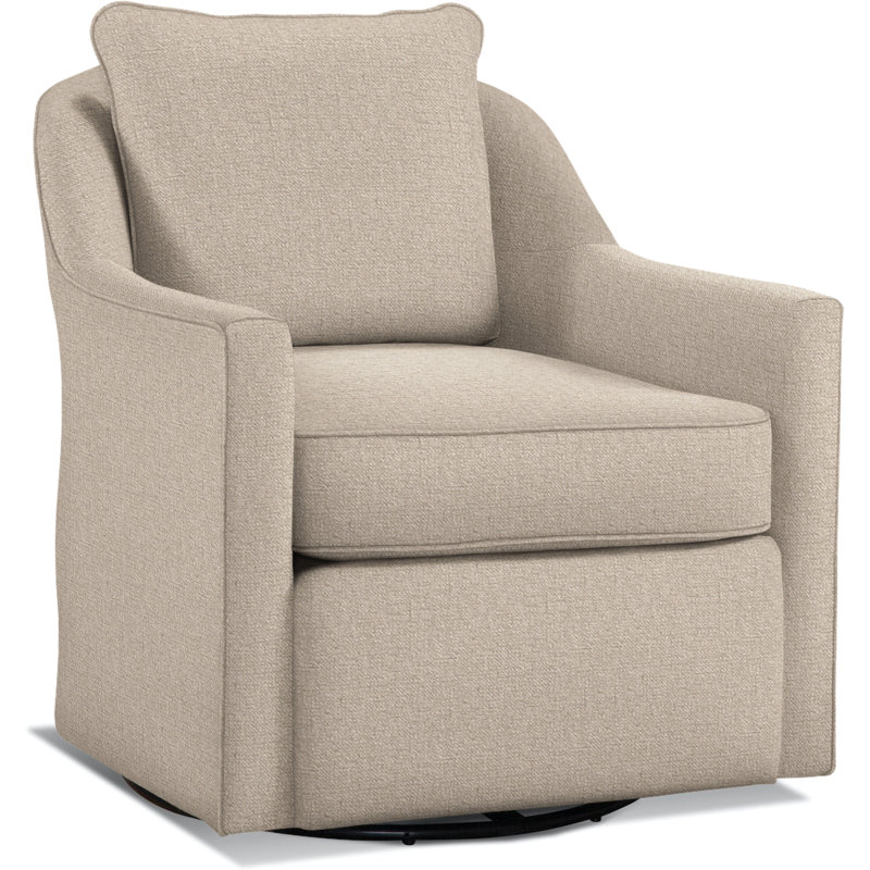 Leighton Upholstered Swivel Armchair, Eggshell Crypton Performance Polyester Blend